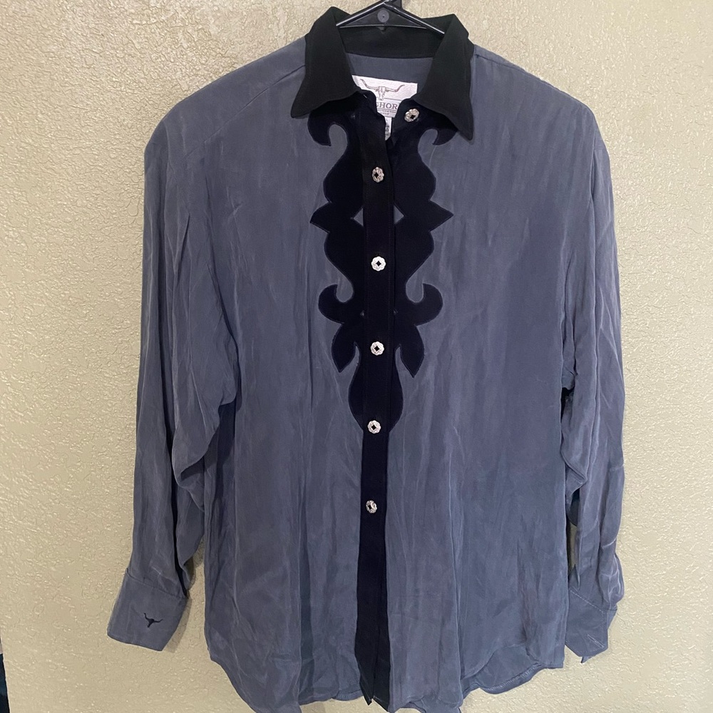 Vintage 80s Western Silk Button Down